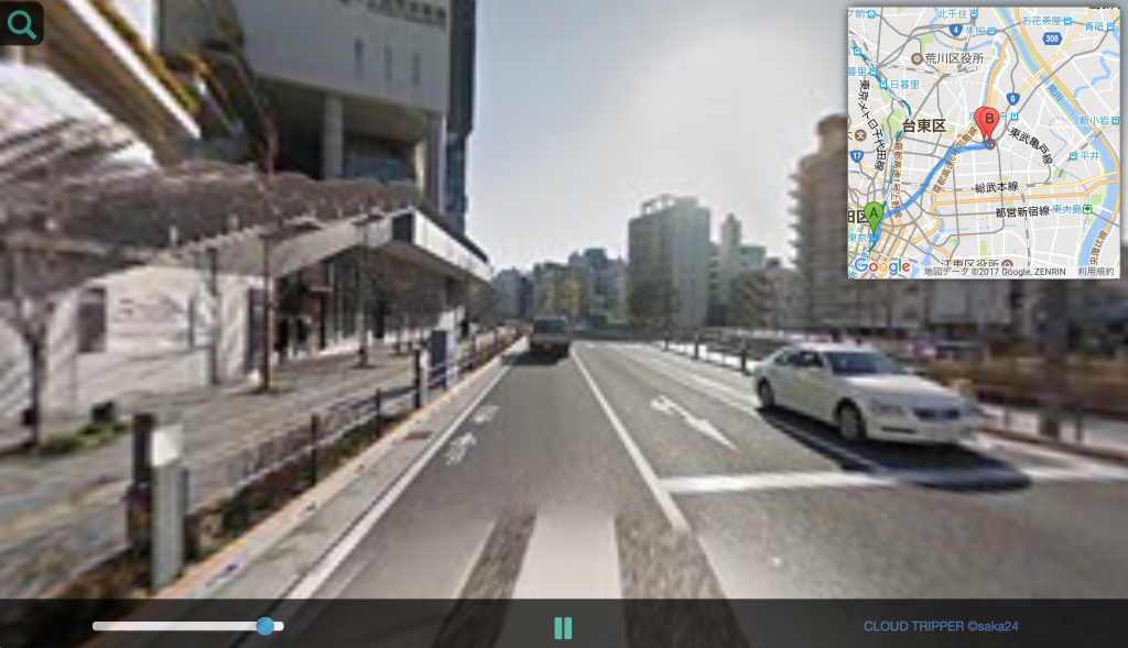 Googleストリートビューを動画再生 Cloud Tripperで遊んでください つめあと的なやつ